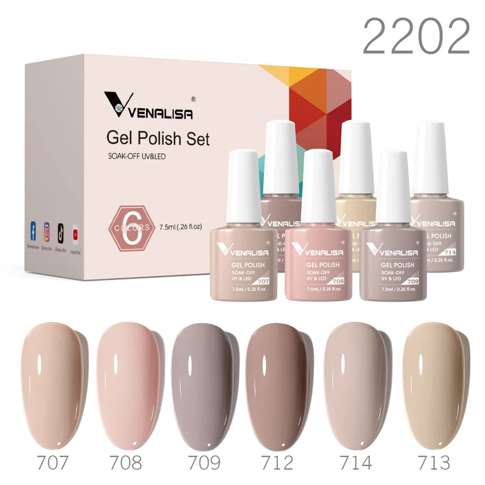 Venalisa Nail Gel Polish Kit Christmas Gift Winter Color Collection Semi Permanent New Learner Nude Pink Nail Varnish Set