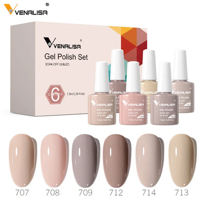 Venalisa Nail Gel Polish Kit Christmas Gift Winter Color Collection Semi Permanent New Learner Nude Pink Nail Varnish Set