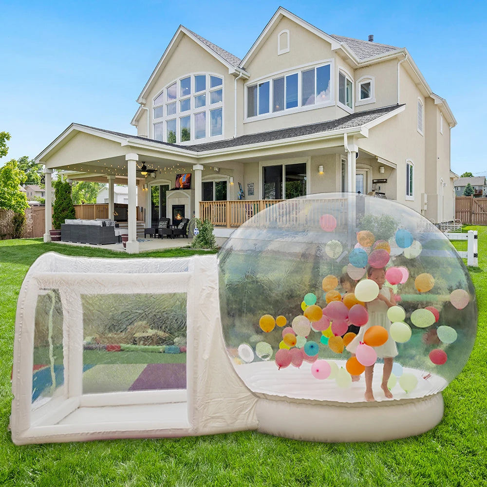 13ft Heavy Duty PVC White Castle Bounce House with Ball Pit And 10FT Jumping Trampoline Balloon Bubble House For Backyard Party