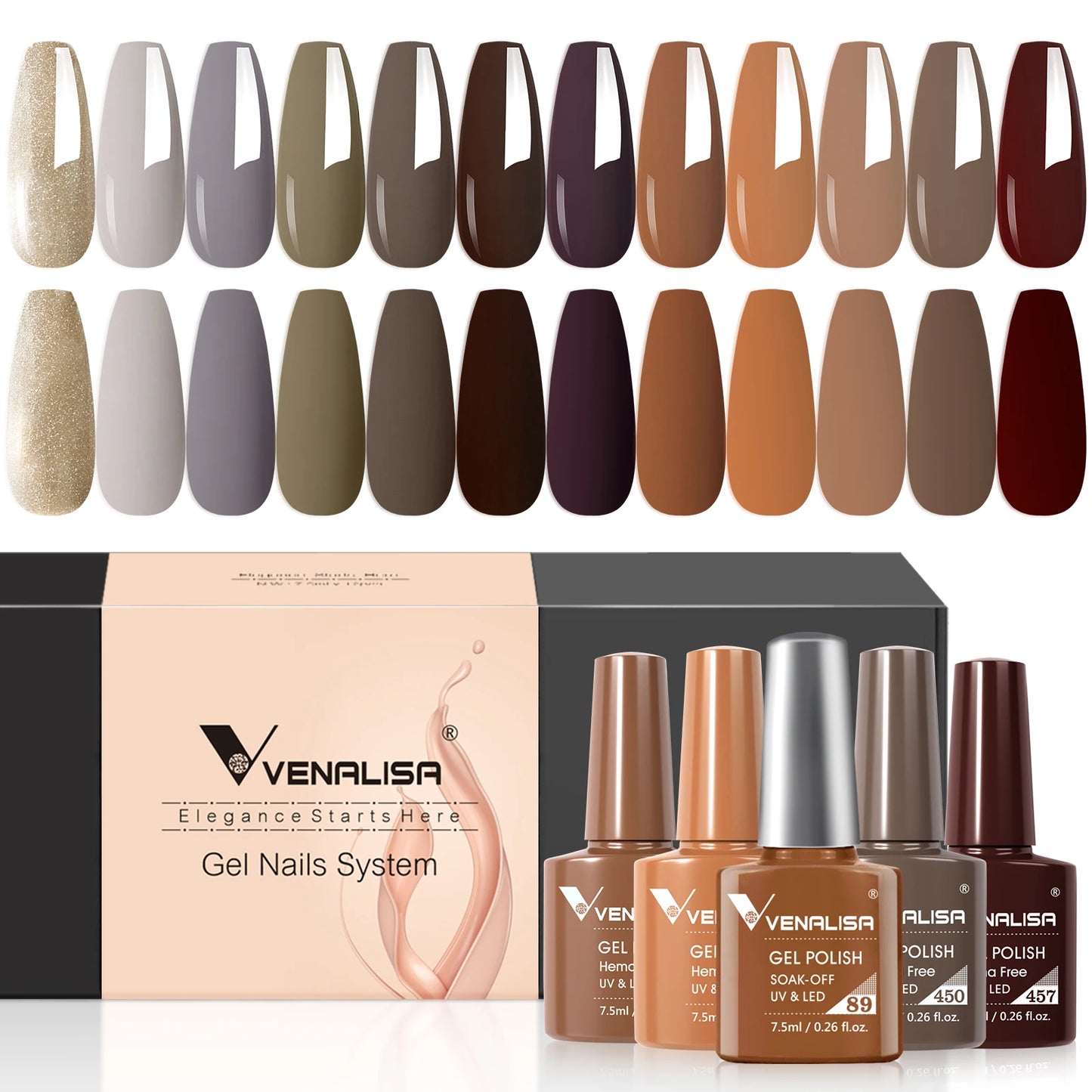 Venalisa Nail Gel Polish Kit Christmas Gift Winter Color Collection Semi Permanent New Learner Nude Pink Nail Varnish Set