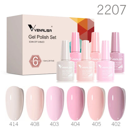 Venalisa Nail Gel Polish Kit Christmas Gift Winter Color Collection Semi Permanent New Learner Nude Pink Nail Varnish Set