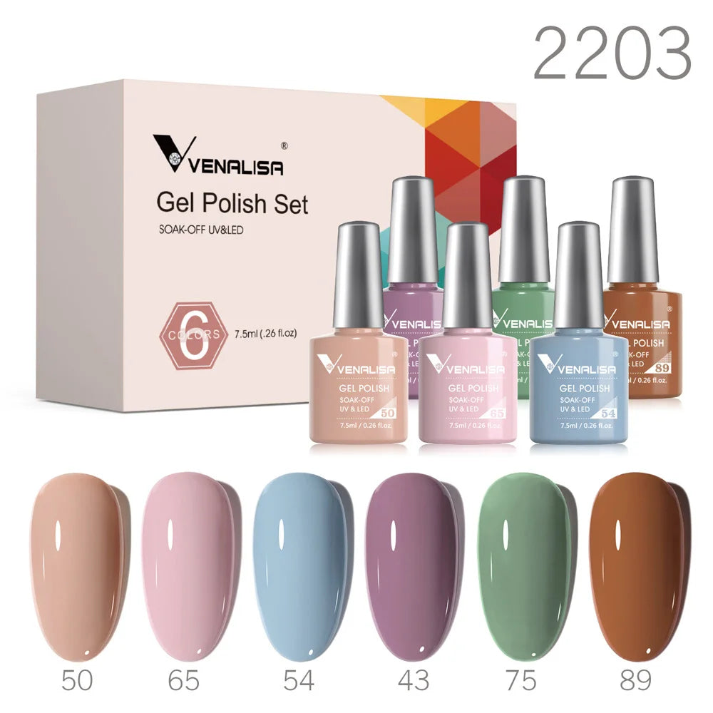 Venalisa Nail Gel Polish Kit Christmas Gift Winter Color Collection Semi Permanent New Learner Nude Pink Nail Varnish Set