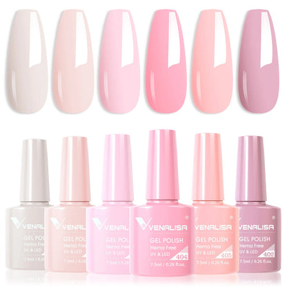 Venalisa Nail Gel Polish Kit Christmas Gift Winter Color Collection Semi Permanent New Learner Nude Pink Nail Varnish Set