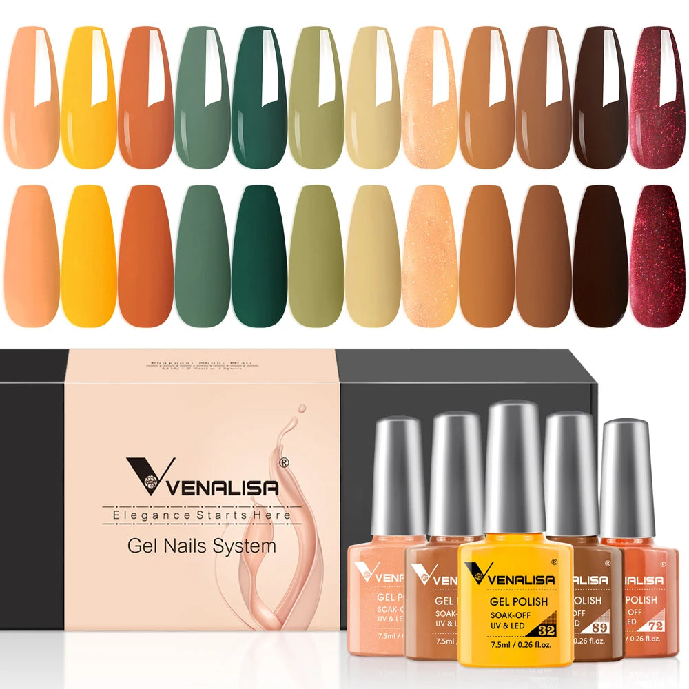 Venalisa Nail Gel Polish Kit Christmas Gift Winter Color Collection Semi Permanent New Learner Nude Pink Nail Varnish Set