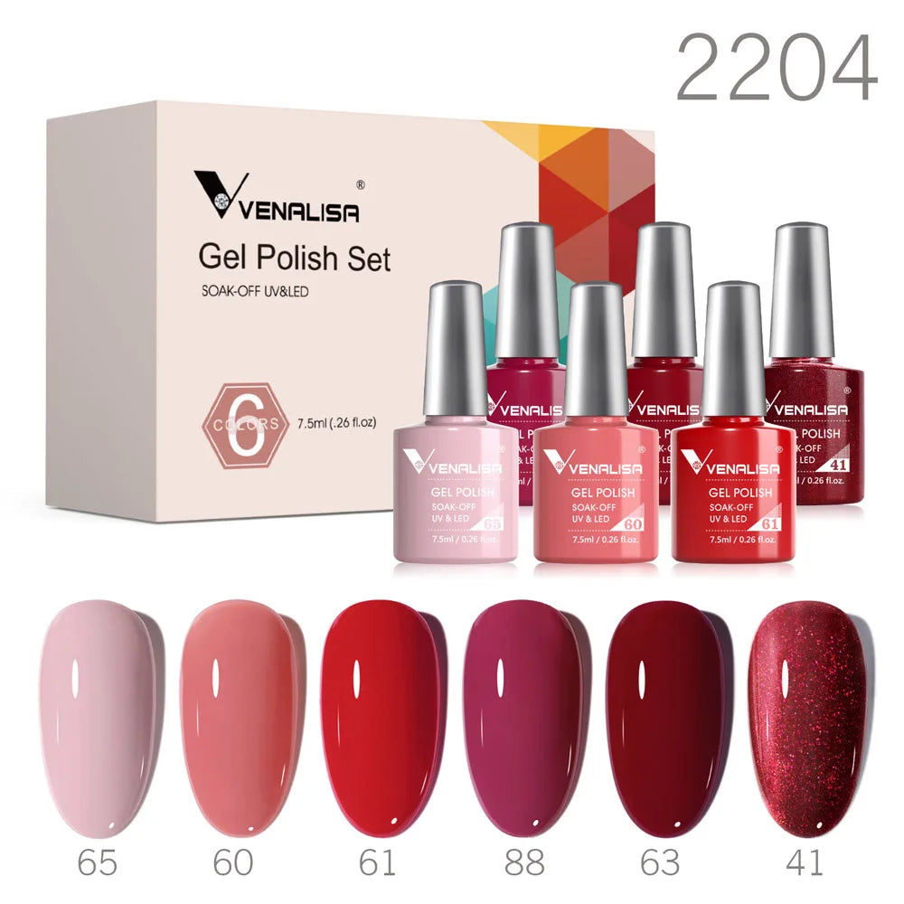 Venalisa Nail Gel Polish Kit Christmas Gift Winter Color Collection Semi Permanent New Learner Nude Pink Nail Varnish Set