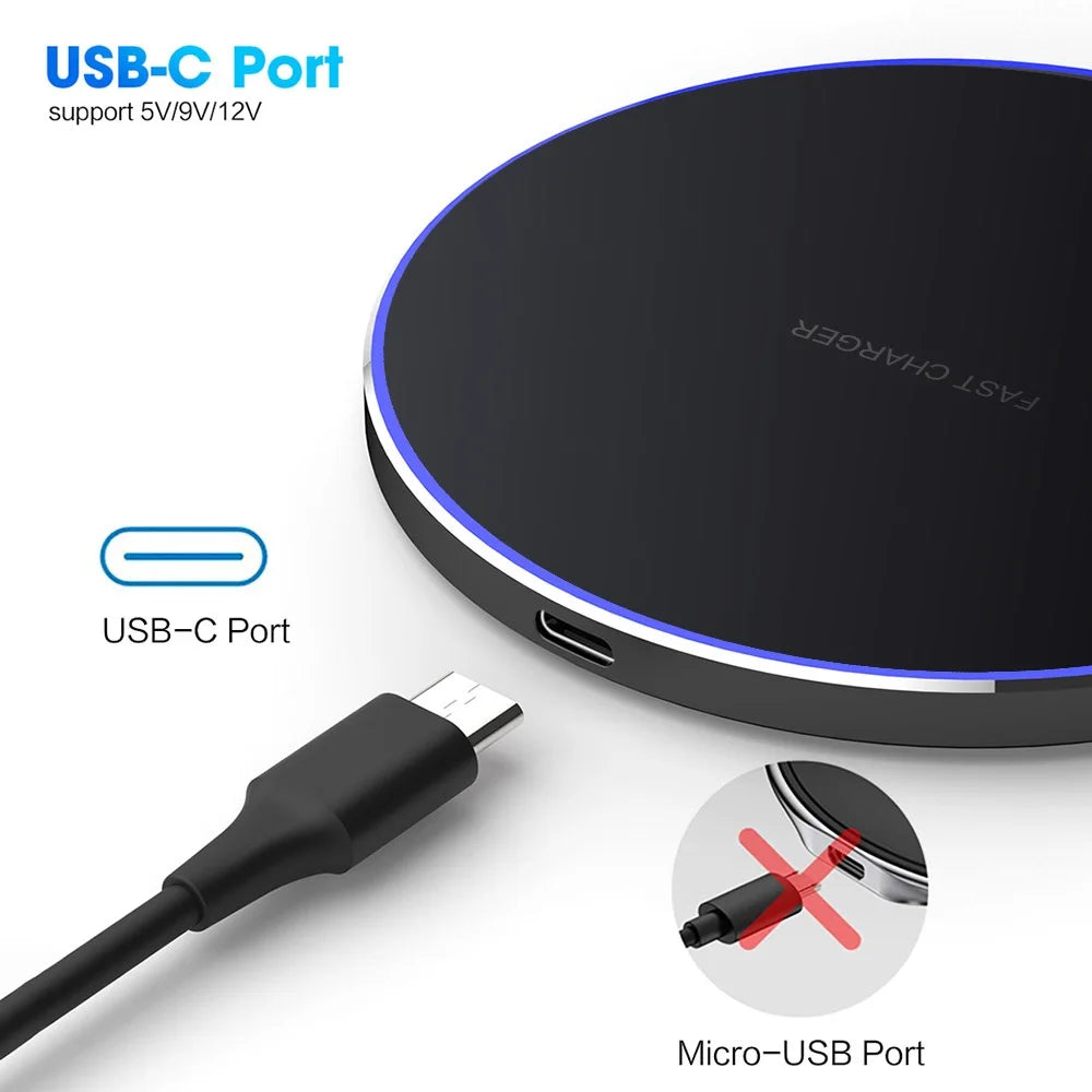 100W Wireless Charger For iPhone 16 15 14 13 Pro Xs Max Mini 15 Induction Fast Wireless Charging Pad For Samsung S22 s8 s9 s10