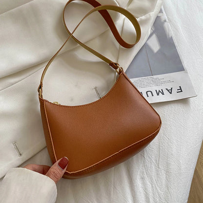 2022 New Women's Fashion Handbags Retro Solid Color PU Leather Shoulder Underarm Bag Casual Women Hobos Handbags