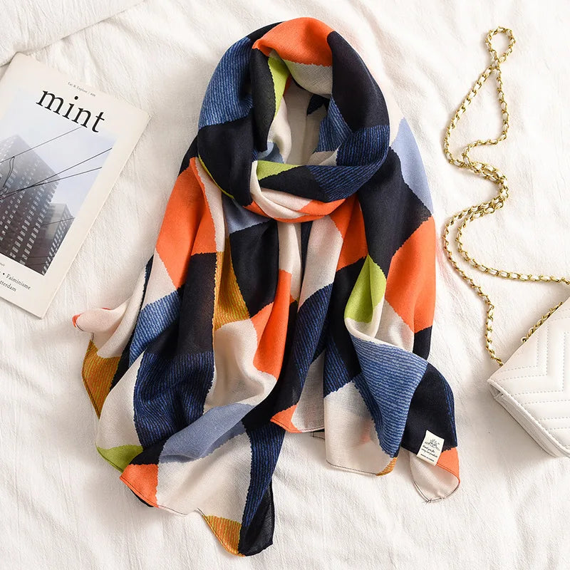 2024 Spring New Cotton Pashmina Shawl Lady Wrap Warm Winter Scarves Design Print Female Foulard Beach Stoles Scarf