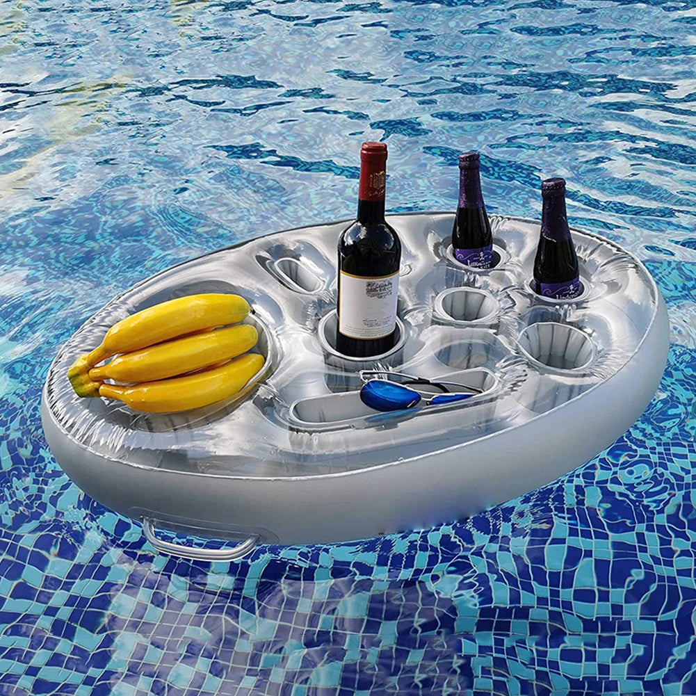 Summer Party Bucket Cup Holder Inflatable Pool Float Beer Drinking Cooler Table Bar Tray Beach Swimming Ring Accessories