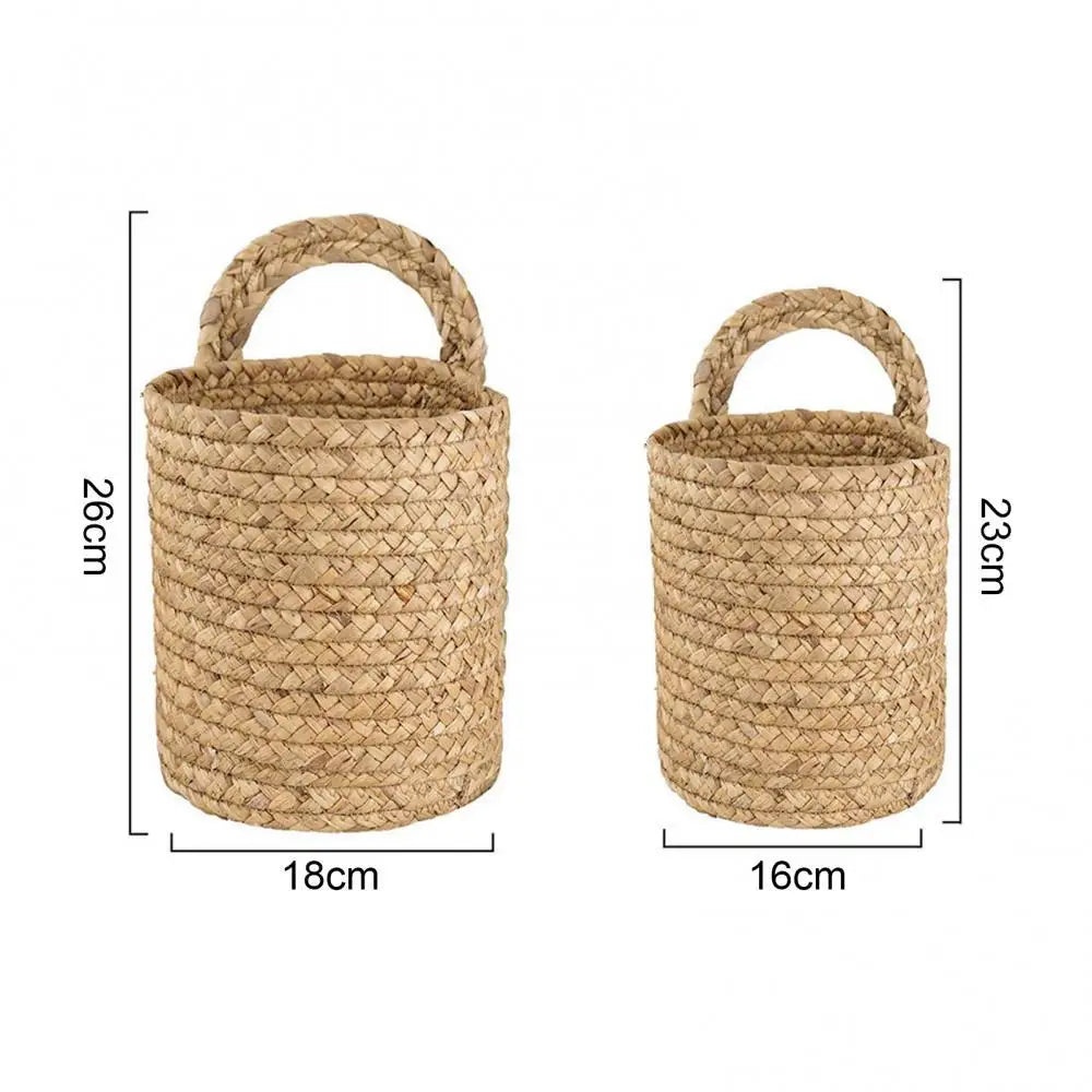 Household Foldable Woven Storage Basket Plant Wicker Hanging Baskets Garden Flower Vase Foldable Flower Pots Storage Basket