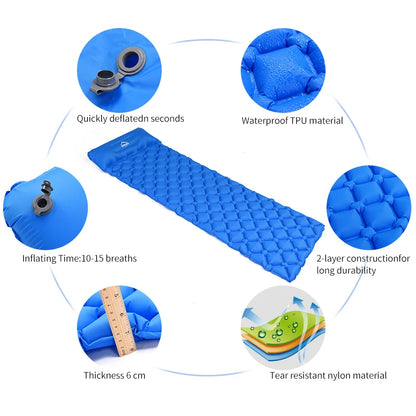 Widesea Camping Sleeping Pad Inflatable Air Mattresses Outdoor Mat Furniture Bed Ultralight Cushion Pillow Hiking Trekking