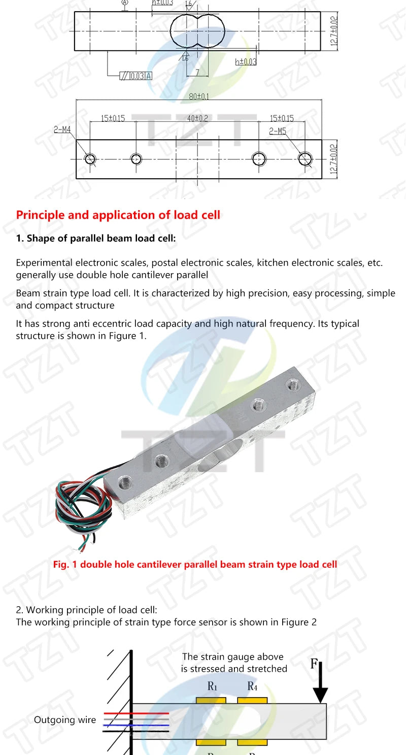 TZT  Digital Load Cell Weight Sensor 1KG  5KG  10KG  20KG Portable Electronic Kitchen Scale + HX711 Weighing Sensors Ad Module