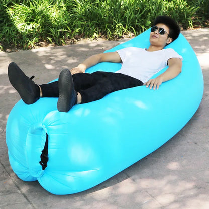 Air Lazy Inflatable Sofa Portable Outdoor Beach Air Sofa Sleeping Bag Bed Oxford Cloth 240x70cm