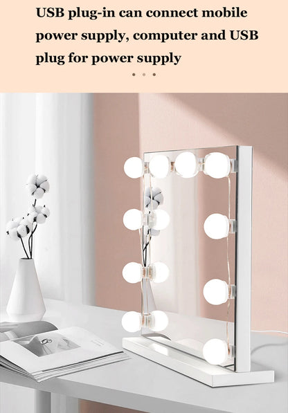 Makeup Mirror LED Light 4/6/8/10/12/14 Detachable Bulbs LED USB Cosmetic Mirror Lamp Dressing Table Vanity Lights