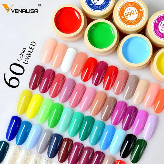 VENALISA Painting Gel Solid Colors Gel Nail Polish Nail Art Designs Soak Off UV LED Ink Varnish Lacquer 5ml 60 Colors