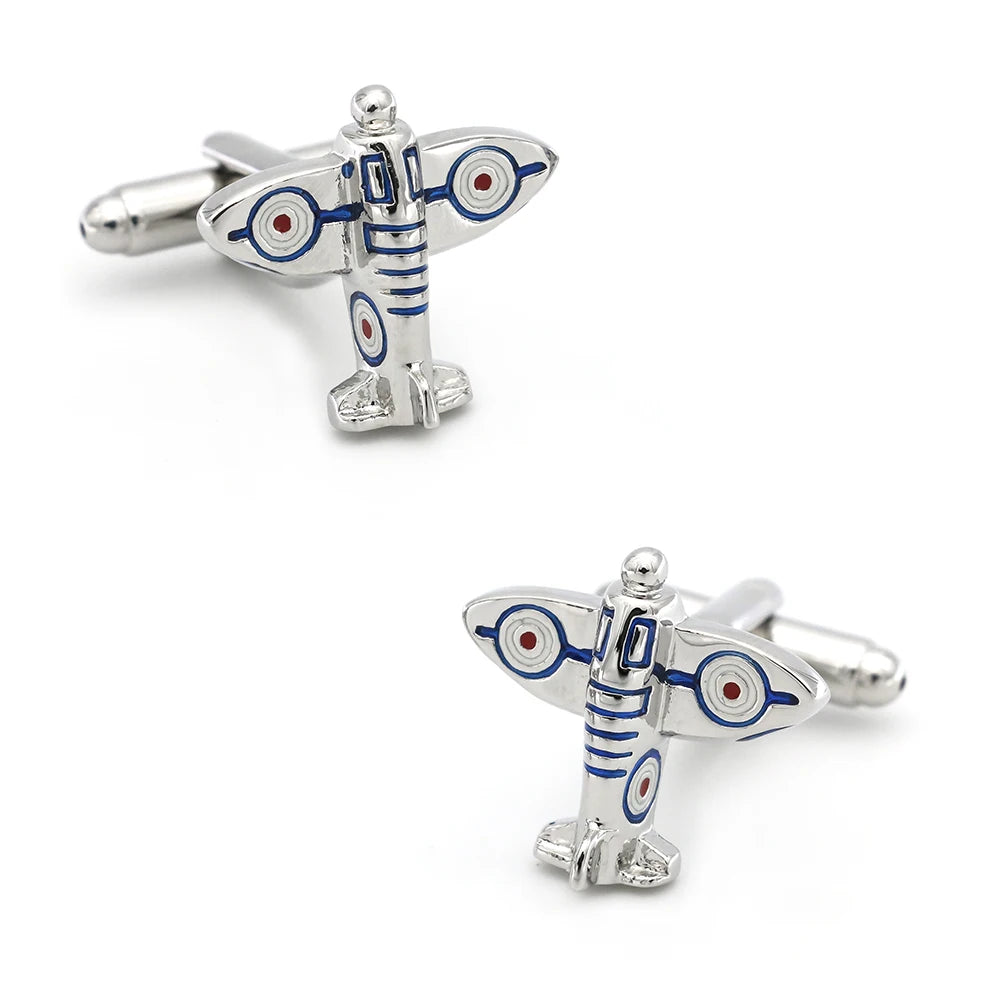 Men's Rotatable Propeller Cufflinks Quality Brass Material Gunblack Color Airplane Design Cuff Links Wholesale & Retail