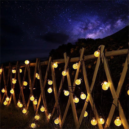 5M 10M Solar Lamp Crystal Ball LED String Lights Flash Waterproof Fairy Garland For Outdoor Garden Christmas Wedding Decoration