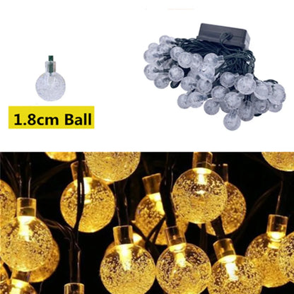 5M 10M Solar Lamp Crystal Ball LED String Lights Flash Waterproof Fairy Garland For Outdoor Garden Christmas Wedding Decoration