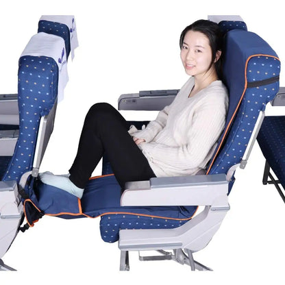 Adjustable Footrest Hammock with Inflatable Pillow Seat Cover for Planes Trains Buses