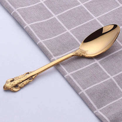 1Pcs Luxury Gold Cutlery Set Vintage Western Stainless Steel Tableware Kitchen Utensils Dinner Set Sliver Knife Fork Spoon