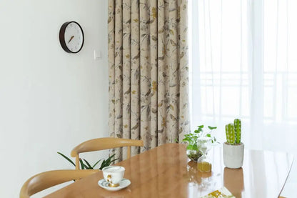 Custom Cotton and For Linen Curtains for Living Room Bedroom Printing Curtains Fabric Bird Branches Retro New Chinese Modern