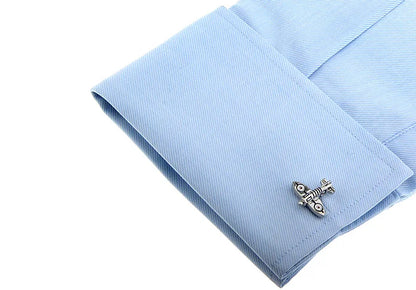 Men's Rotatable Propeller Cufflinks Quality Brass Material Gunblack Color Airplane Design Cuff Links Wholesale & Retail