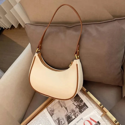 Women's Fashion Small Clutch Handbags Retro Solid Color PU Leather Shoulder Underarm Hobos Bag Casual Female Clutch Tote Purse