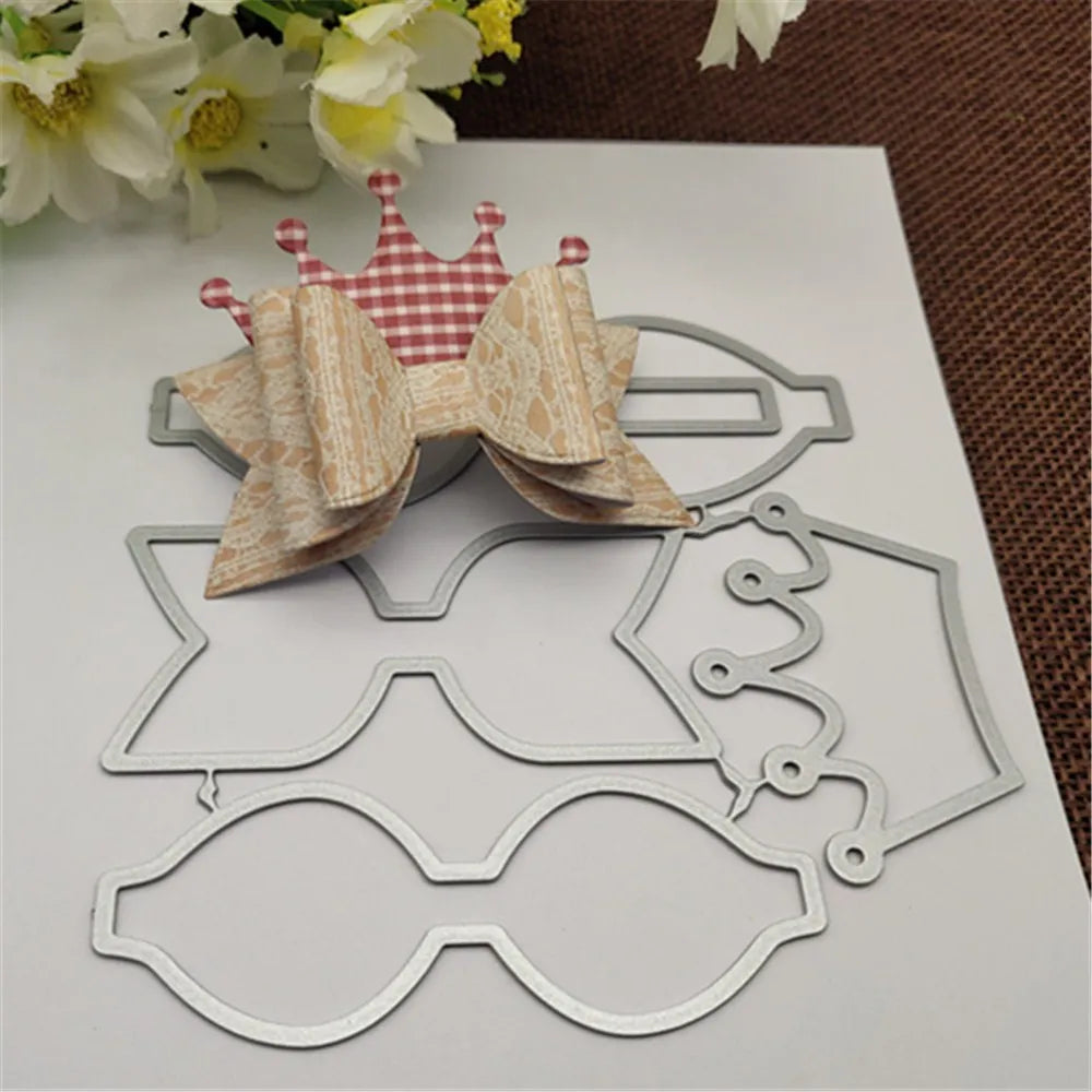 Bow Crown Bowknot Metal stencil mold Cutting Dies decoration scrapbook die cuts Album Paper Craft Embossing DIY Card Crafts