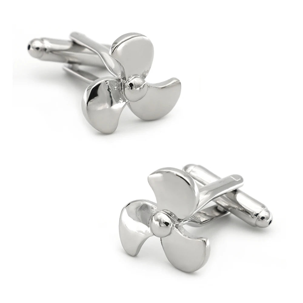 Men's Rotatable Propeller Cufflinks Quality Brass Material Gunblack Color Airplane Design Cuff Links Wholesale & Retail