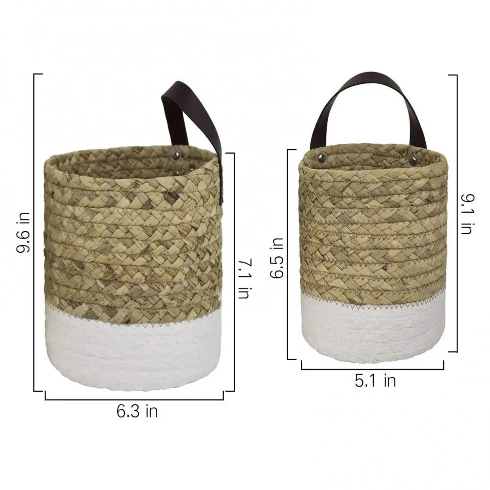 Household Foldable Woven Storage Basket Plant Wicker Hanging Baskets Garden Flower Vase Foldable Flower Pots Storage Basket