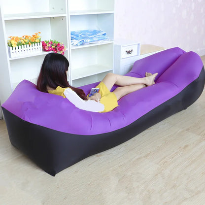 Air Lazy Inflatable Sofa Portable Outdoor Beach Air Sofa Sleeping Bag Bed Oxford Cloth 240x70cm