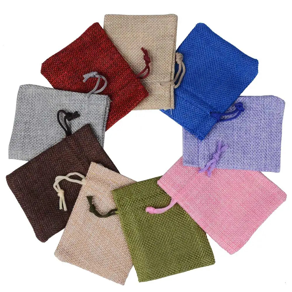 10pcs 10x14cm Natural Burlap Cotton Linen Bag Christmas Candy Gifts Packaging Pouch Storage Bags