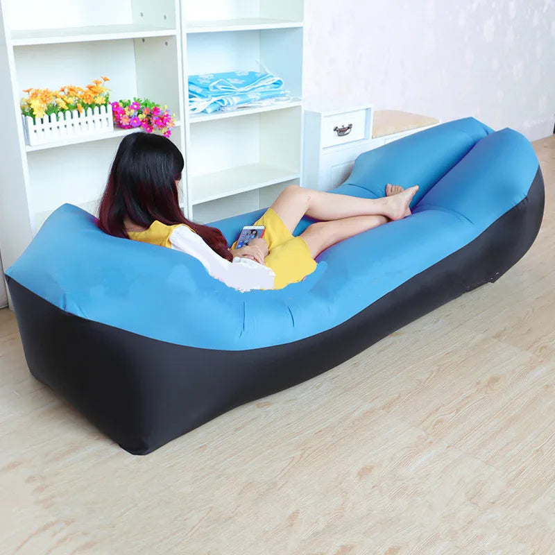 Air Lazy Inflatable Sofa Portable Outdoor Beach Air Sofa Sleeping Bag Bed Oxford Cloth 240x70cm