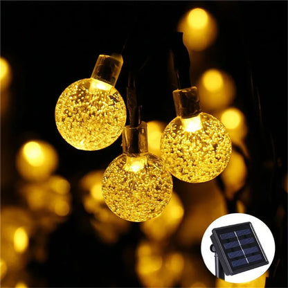 5M 10M Solar Lamp Crystal Ball LED String Lights Flash Waterproof Fairy Garland For Outdoor Garden Christmas Wedding Decoration