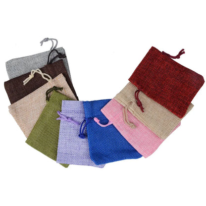 10pcs 10x14cm Natural Burlap Cotton Linen Bag Christmas Candy Gifts Packaging Pouch Storage Bags