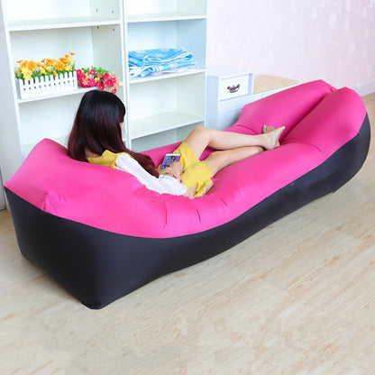 Air Lazy Inflatable Sofa Portable Outdoor Beach Air Sofa Sleeping Bag Bed Oxford Cloth 240x70cm