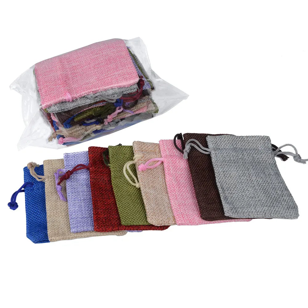 10pcs 10x14cm Natural Burlap Cotton Linen Bag Christmas Candy Gifts Packaging Pouch Storage Bags