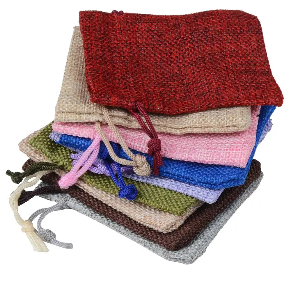 10pcs 10x14cm Natural Burlap Cotton Linen Bag Christmas Candy Gifts Packaging Pouch Storage Bags