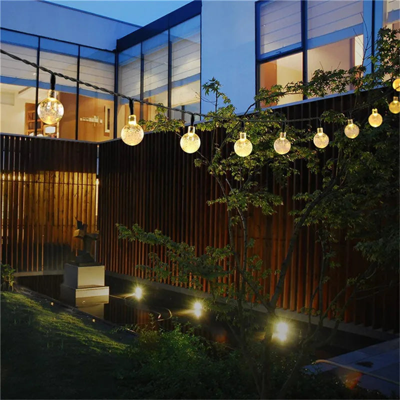 5M 10M Solar Lamp Crystal Ball LED String Lights Flash Waterproof Fairy Garland For Outdoor Garden Christmas Wedding Decoration