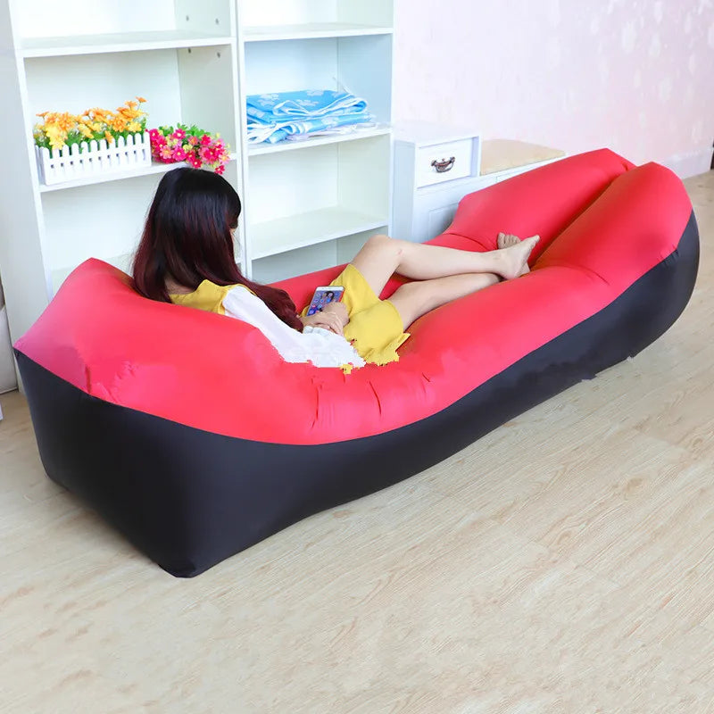 Air Lazy Inflatable Sofa Portable Outdoor Beach Air Sofa Sleeping Bag Bed Oxford Cloth 240x70cm