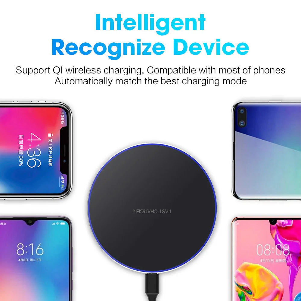 100W Wireless Charger For iPhone 16 15 14 13 Pro Xs Max Mini 15 Induction Fast Wireless Charging Pad For Samsung S22 s8 s9 s10