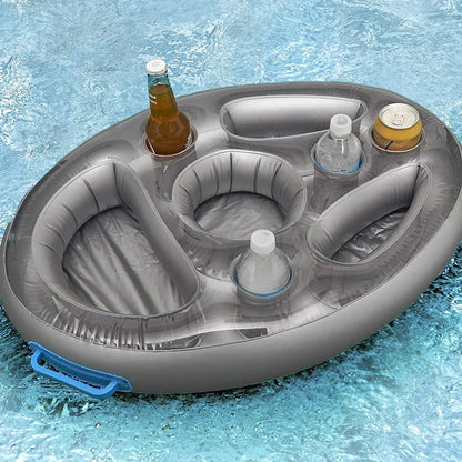 Summer Party Bucket Cup Holder Inflatable Pool Float Beer Drinking Cooler Table Bar Tray Beach Swimming Ring Accessories