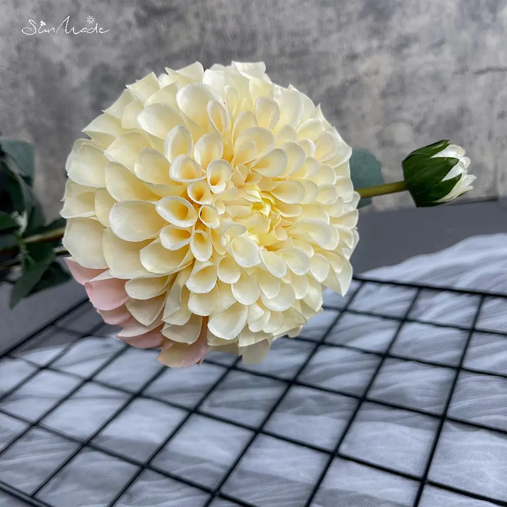 SunMade High-end Oil Painting Large Dahlia Chrysanthemum Living Room Decoration Flower Arrangement DIY Flores Artificiales