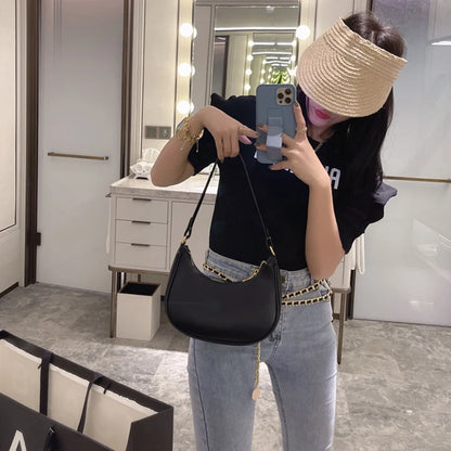 Women's Fashion Small Clutch Handbags Retro Solid Color PU Leather Shoulder Underarm Hobos Bag Casual Female Clutch Tote Purse