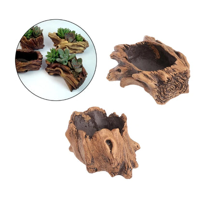 Succulent Plant Pot Bonsai Decoration With Imitation Wood Flower Cement Planter Indoor And Outdoor Garden Supplies