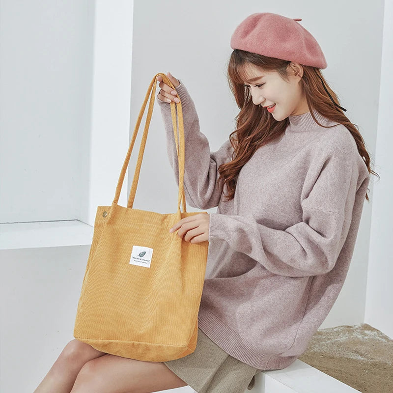 MARKROYAL Corduroy Tote Bag for Women Girls Kids Shoulder Bag with Inner Pocket For Work Travel And Shopping Dropshipping