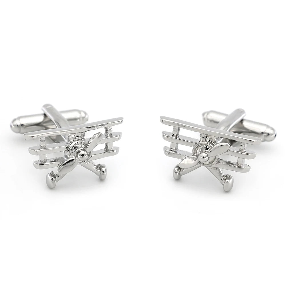 Men's Rotatable Propeller Cufflinks Quality Brass Material Gunblack Color Airplane Design Cuff Links Wholesale & Retail