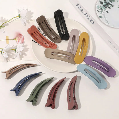 Korean Frosted Large Hair Clips For Women Girl Hair Accesories Fashion Color Solid Acrylic Hairpins Toothed Non-slip BB Barrette