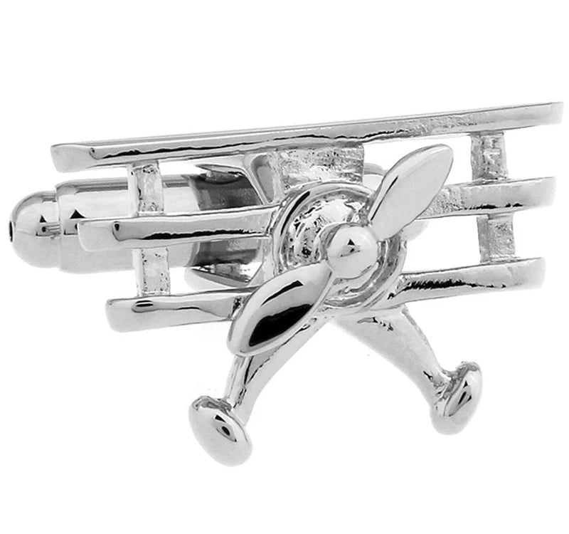 Men's Rotatable Propeller Cufflinks Quality Brass Material Gunblack Color Airplane Design Cuff Links Wholesale & Retail