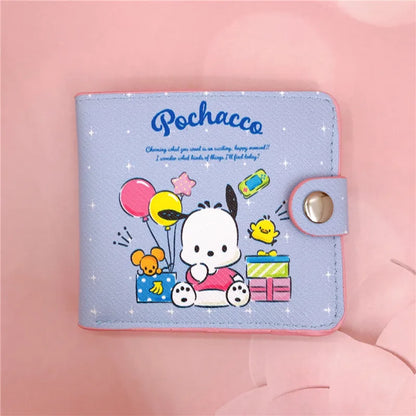 Kawaii Hello Kitty Cinnamoroll My Melody Kuromi Sanrio New Pu Casual Money Bag Coin Purse Card Holder Wallet With Buttons